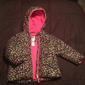 Cheetah Print with Pink Hearts 💕 Toddler Coat 3t